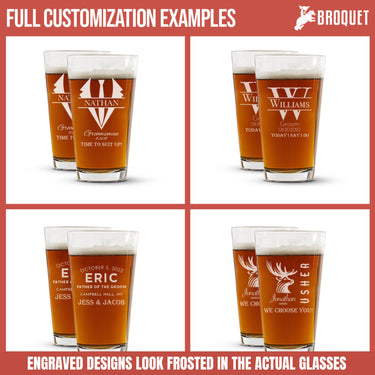 Customized Groomsmen Beer Glass